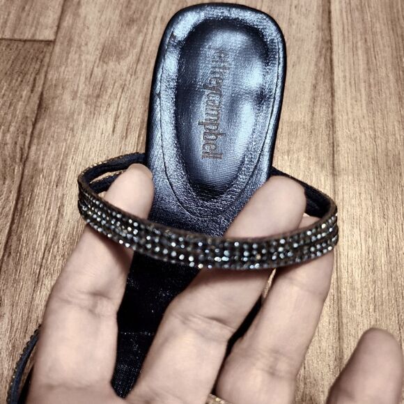 Jeffrey Campbell Sparkly Rhinestone   Kitten Heel Shoes Blue Size 6.5 - Picture 3 of 12